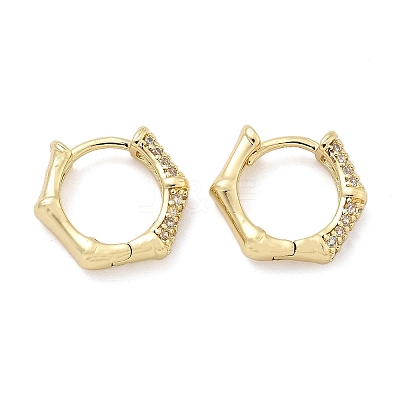 Pentagon Brass Micro Pave Clear Cubic Zirconia Hoop Earrings EJEW-Z102-04G-1
