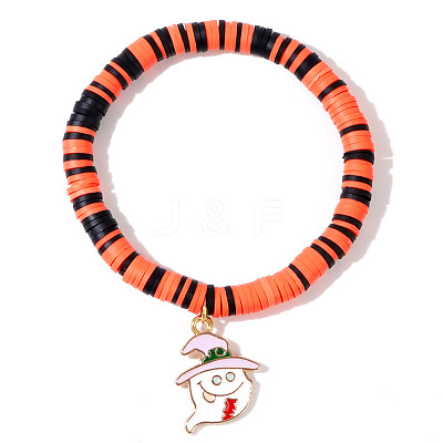 Ghostly Polymer Clay Heishi Stretch Bracelets BH7010-5-1