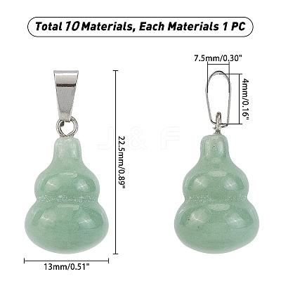 10Pcs 10 Style Gemstone Pendants G-PH0001-37-1