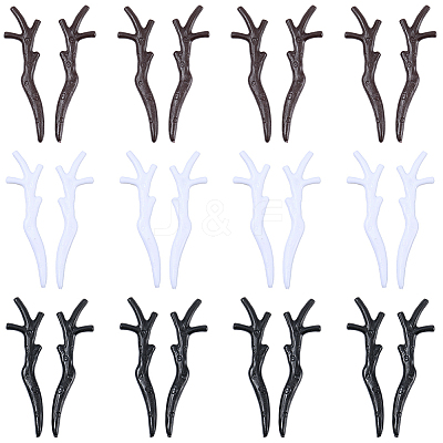 30 Pairs 3 Colors Plastic Snowman Hand Branch Antler AJEW-GF0012-64A-1