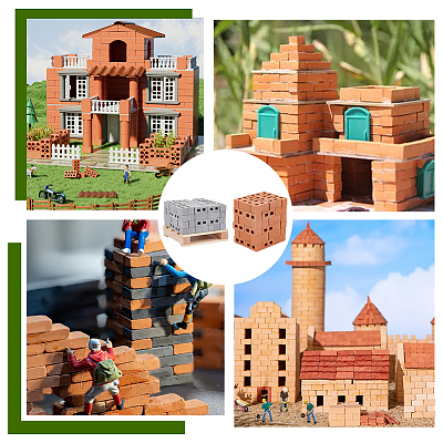 2 Colors Polymer Clay Mini Wall Bricks AJEW-OC0005-03A-1