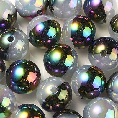 UV Plating Rainbow Iridescent Opaque Acrylic Beads X-OACR-C007-01G-1