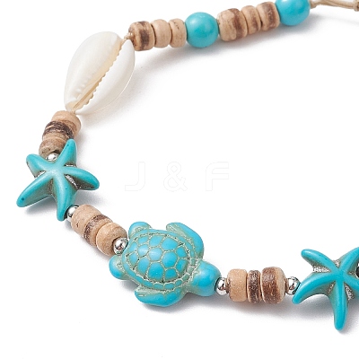 Synthetic Turquoise and Shell Bracelets BJEW-JB11510-01-1