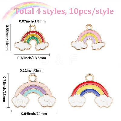 40Pcs 4 Styles Alloy Enamel Pendants ENAM-BM0001-20-1