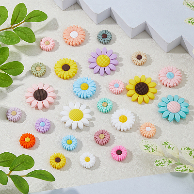 25Pcs 25 Styles Food Grade Eco-Friendly Silicone Focal Beads SIL-DC0001-74-1