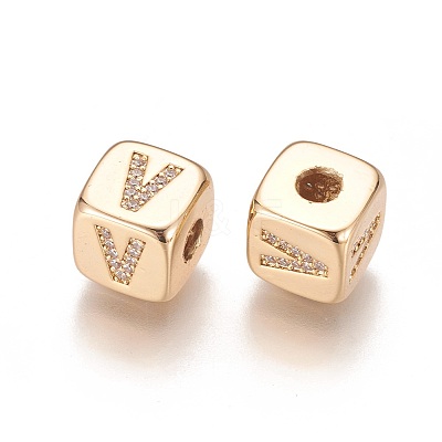Brass Micro Pave Cubic Zirconia Beads KK-K238-16G-V-1