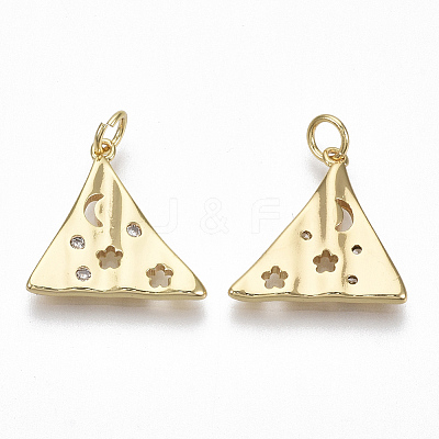 Brass Micro Pave Clear Cubic Zirconia Pendants KK-S356-030G-NF-1