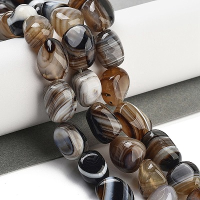 Natural Striped Agate/Banded Agate Beads Strands G-Z061-A03-01-1