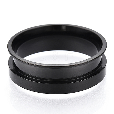 201 Stainless Steel Grooved Finger Ring Settings STAS-TAC0007-05B-1