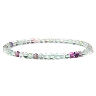 4mm Round Natural Fluorite Beads Bracelet for Men KG3069-29-1