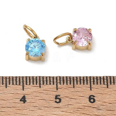 304 Stainless Steel Pave Cubic Zirconia Pendants CU-CBABCF3-04G-1