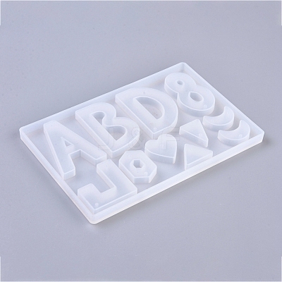 Letter ABDL & Heart & Moon & Triangle & Hexagon & Number 8 Shape DIY Silicone Pendant & Link Molds DIY-WH0161-86-1