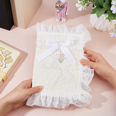 Polyester Lace Book Covers OFST-WH0002-59A-1