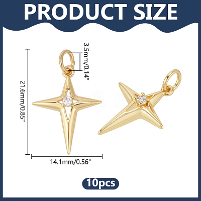 10Pcs Brass Micro Pave Cubic Zirconia Pendants PALLOY-ME00027-1
