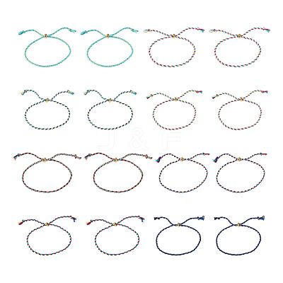 16Pcs 8 Colors Cotton Cord Silder Bracelets BJEW-TAC0059-1