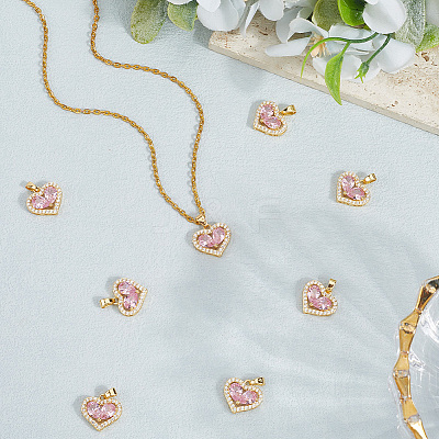 8Pcs Brass Micro Pave Cubic Zirconia Pendants FIND-BBC0004-28C-02-1