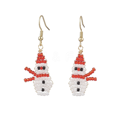Christmas TOHO Round Seed Beads Dangle Earrings EJEW-MZ00566-02-1