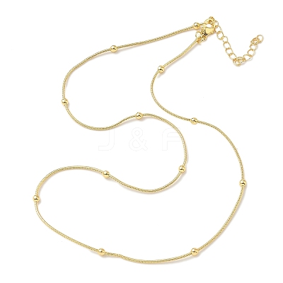 1.2MM Brass Ball Round Snake Chain Necklaces for Women Men X-NJEW-F350-03G-1