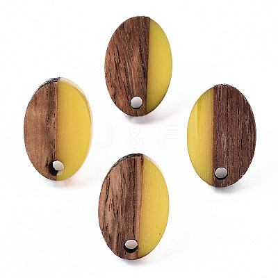 Resin & Walnut Wood Stud Earring Findings MAK-N032-004A-A03-1