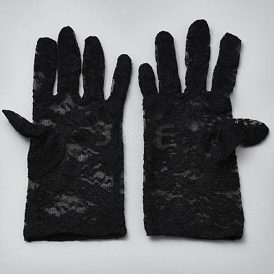 Polyester Stretch Short Fishing Net Gloves AJEW-WH0470-24-1