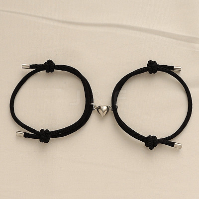 Alloy Heart-shaped Magnetic Braided Rope Bracelets for Couple Girlfriends WG59636-01-1