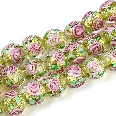 Handmade Foil Glass Beads Strands FOIL-N033-04D-1