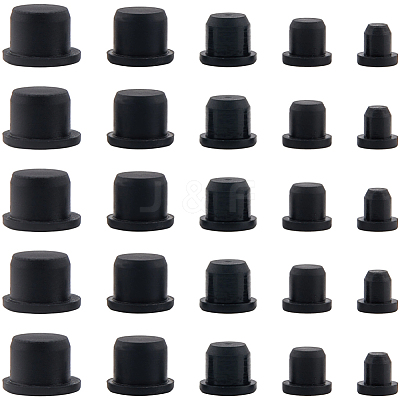 50Pcs 5 Styles Silicone Hole Plugs AJEW-GF0011-62C-1