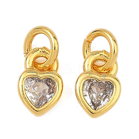 Valentine's Day Brass Micro Pave Clear Cubic Zirconia Charms KK-F941-18G-1