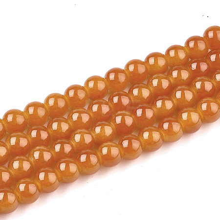 Baking Paint Imitation Jade Glass Round Bead Strands X1-DGLA-Q021-8mm-12-1