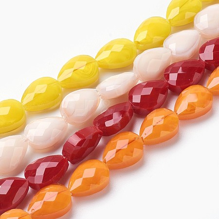 Opaque Solid Color Glass Beads Strands GLAA-E405-02A-1