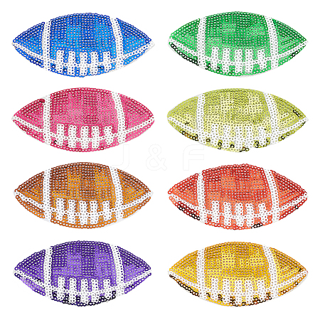 8Pcs 8 Colors PET Paillette Embroidered Cloth Sew on Patches PATC-FG0001-89-1