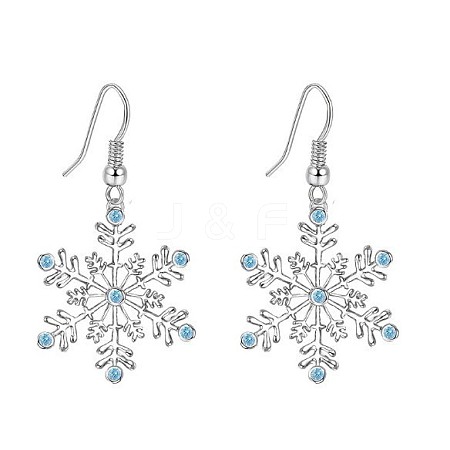 Snowflake Brass Micro Pave Clear Cubic Zirconia Dangle Earrings FS-WG5A986-04-1