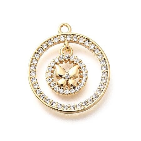 Brass Micro Pave Cubic Zirconia Pendants KK-G519-05G-03-1