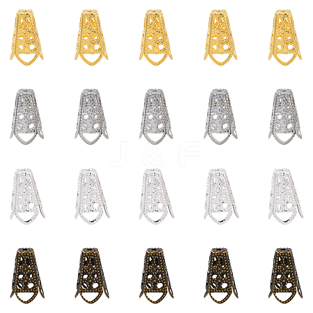 80Pcs 4 Colors Iron Bead Caps IFIN-YW0004-01-1