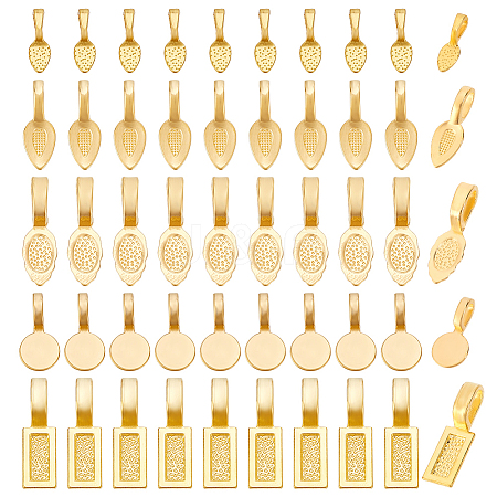 150Pcs 5 Styles Alloy Glue-on Flat Pad Bails FIND-GA0005-27-1