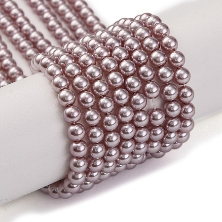 Baking Painted Pearlized Glass Pearl Round Bead Strands PEAR-H019-02A-03-1