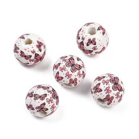 Painted Wood European Beads WOOD-F017-04G-1