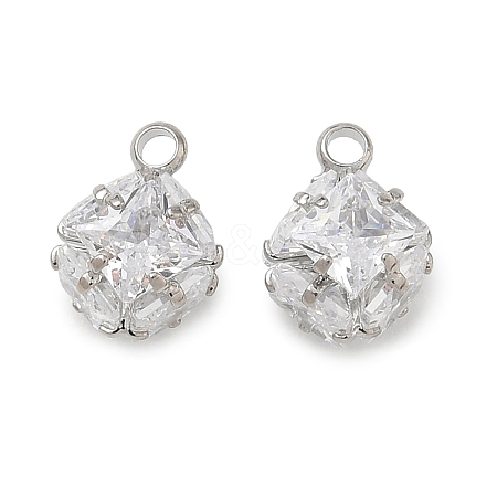 Brass Pave Clear Cubic Zirconia Charms CU-CBAD360-08P-02-1