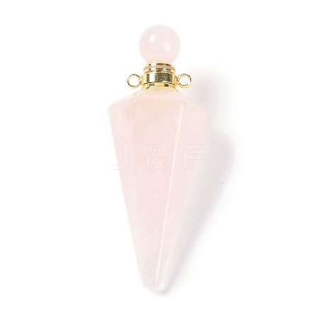 Natural Rose Quartz Faceted Cone Openable Perfume Bottle Big Pendants G-L524-18G-12-1