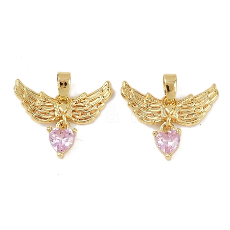 Brass Micro Pave Cubic Zirconia Pendants KK-F908-02G-02-1