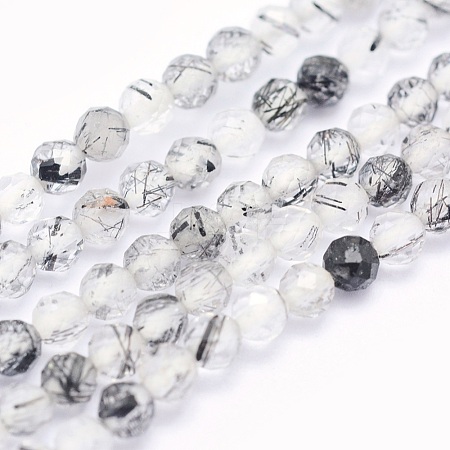 Natural Black Rutilated Quartz Beads Strands G-O166-23-2mm-1