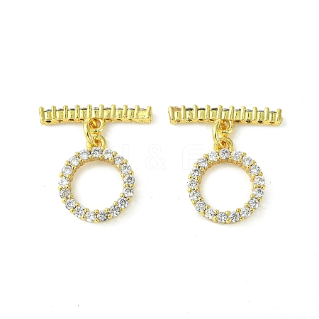 Rack Plating Eco-Friendly Brass Pave Clear Cubic Zirconia Toggle Claps KK-K330-45G-1