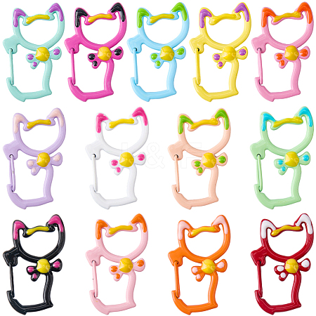 13Pcs 13 Colors Baking Paint Zinc Alloy Enamel Locking Carabiner FIND-SC0021-06-1