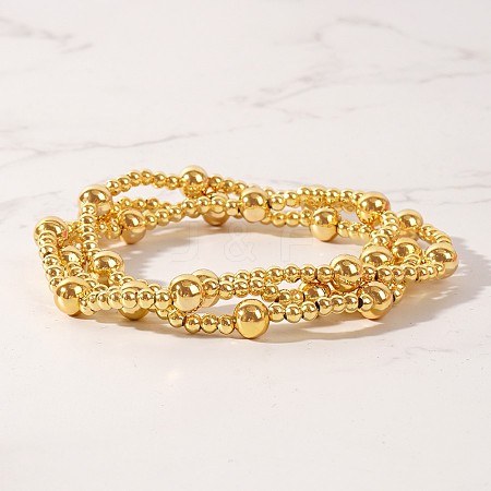 Bohemia Brass Round Beaded Stretch Bracelet Sets TK0566-45-1