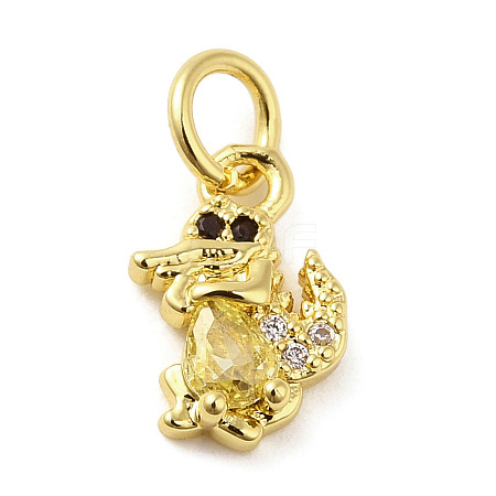 Rack Plating Brass Micro Pave Cubic Zirconia Charms KK-Q784-25G-1