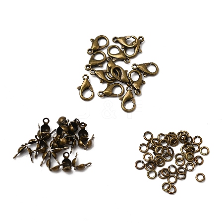 Zinc Alloy Lobster Claw Clasps & Brass End Bead Tips & Jump Rings Findings Kits DIY-GO0002-21AB-1