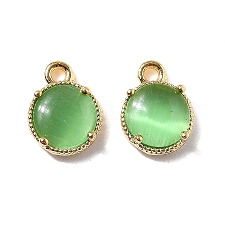 Flat Round Brass Charms KK-D024-03A-G-1
