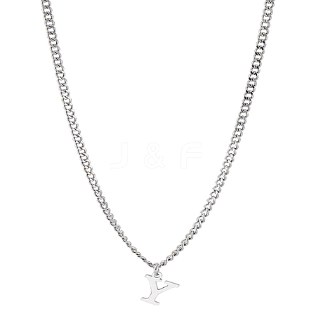 1Pc 304 Stainless Steel Letter Pendant Necklaces NJEW-LP0001-33Y-P-1