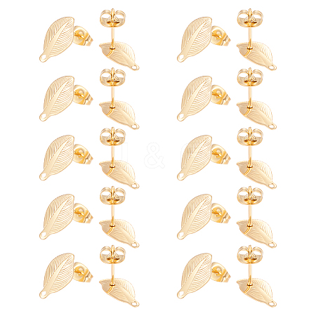 20Pcs Leaf 304 Stainless Steel Stud Earring Findings STAS-UN0058-05-1