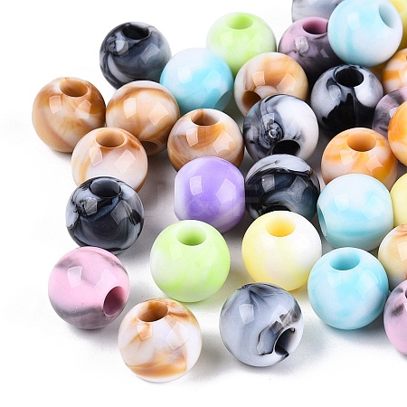 Two Tone Opaque Acrylic European Beads OACR-Q200-03-1